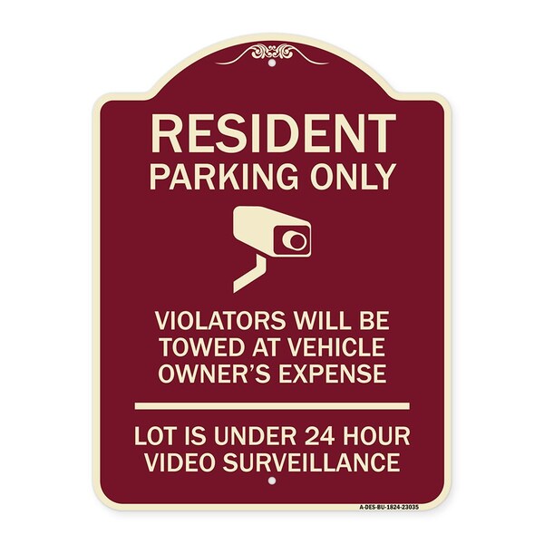 Reserved Parking Resident Parking Only Violators Will Be Towed at Owners Expense Lot, BU-1824-23035